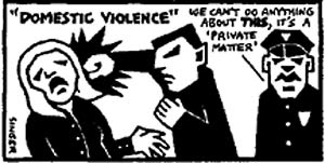 Cartoon depicting police domestic violence